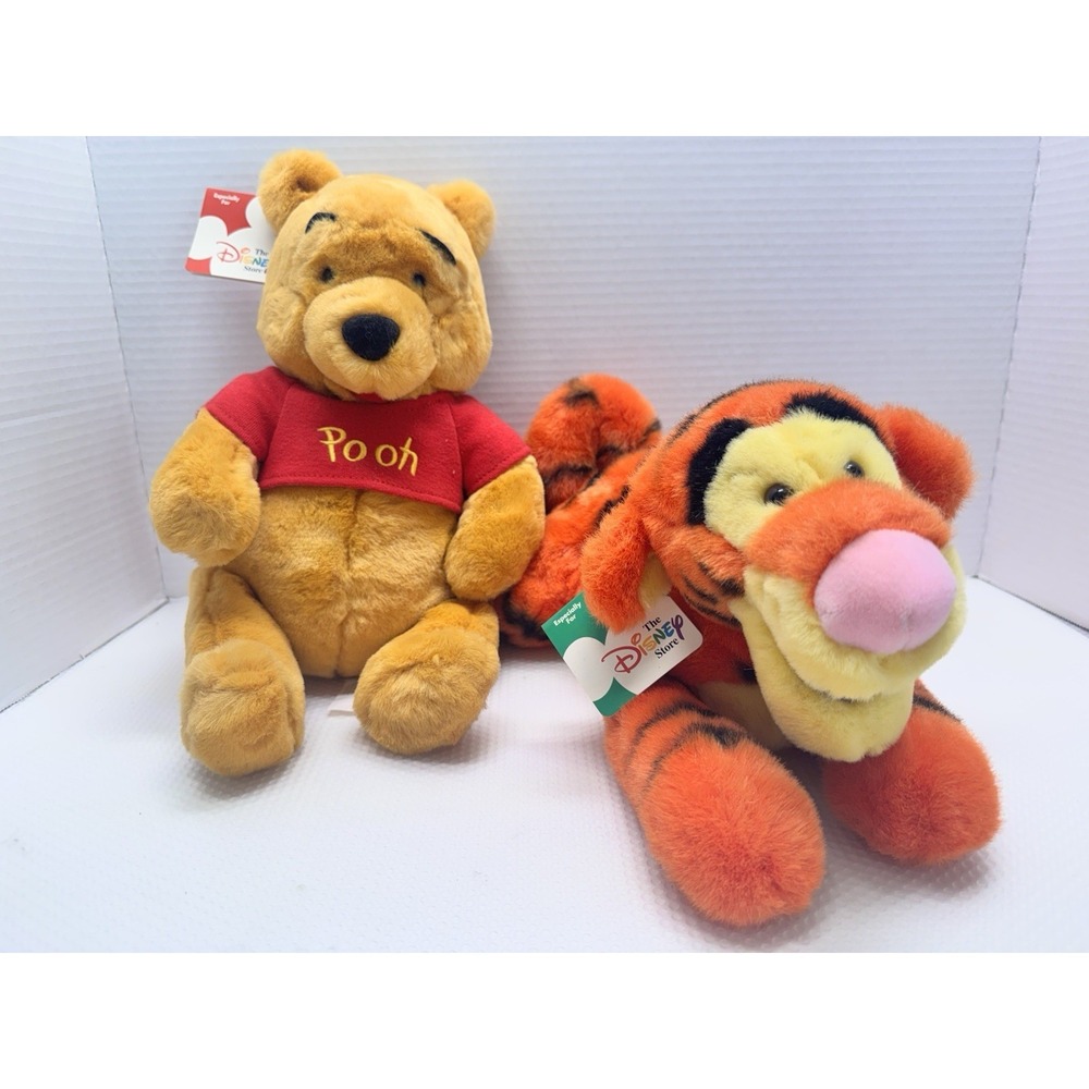 VTG The Disney Store Plush Winnie The Pooh 12" And Tigger 14" NWT Pair